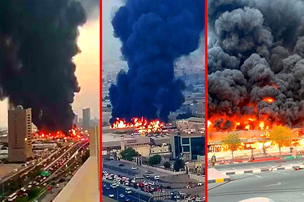 Huge Fire at Ajman Market in UAE