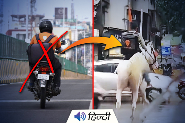 Mumbai: Amid Rains Boy Delivers Food on Horse