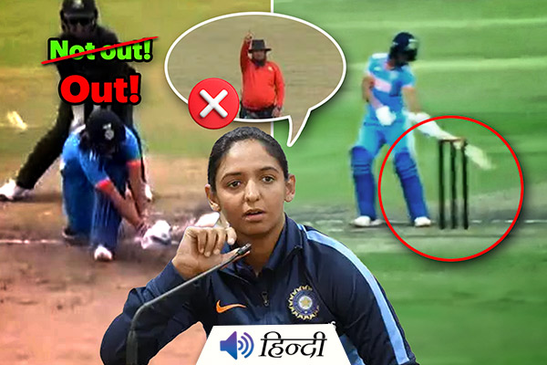 Harmanpreet Kaur Smashes Stumps with Bat